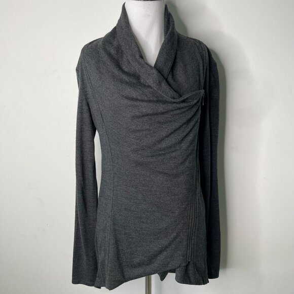 Helmut Lang Women's Black 100% Wool Wrap Long Sleeve Blouse Size Medium - Picture 1 of 10